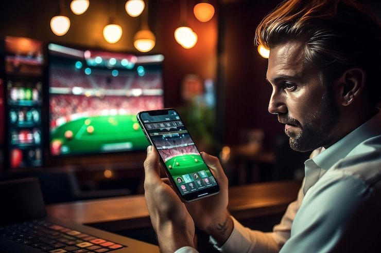 Pengguna membaca menu cepat dari perangkat mobile